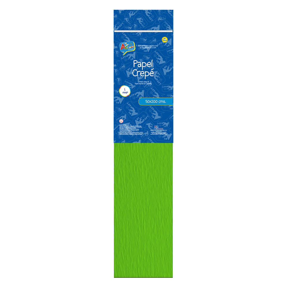 Papel Crepe En Bolsa 50 X 200 Cm Verde 1 Pliego Art & Craft